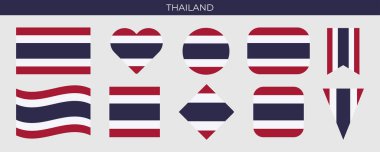 Thailand flag set. Vector illustration isolated on white background