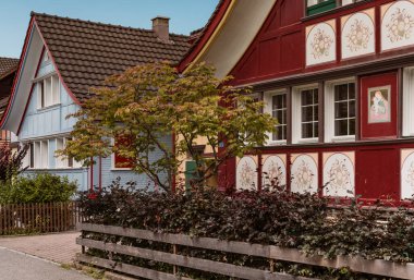 Appenzell Switzerland. 8. July 2018 Colorful houses at Appenzell Village in Switzerland in sunny day.