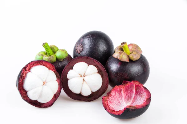 Mangosteens Queen Fruits Mangosteen White Background — Stock Photo, Image