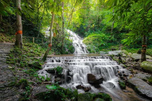 Beautiful Small Waterfall Rain Forest Maekampong Chiang Mai Thailand Лицензионные Стоковые Фото