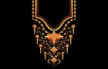 Yaka çizgisi tasarımı ve geometrik gömleğin ön baskısı geleneksel kültürün ve güzel çizgilerin ve çiçeklerin düzeninin kombinasyonunu oluşturur..