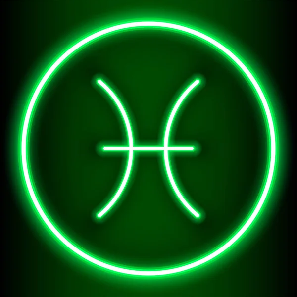 Astroloji vektörü illüstrasyon soyut arkaplan Balık, açık yeşil neon tarzında gösterilen 12 zodiac işaretinden biridir. Arkaplanı ya da yayınları çeşitli şekillerde süslemek için kullanılabilir