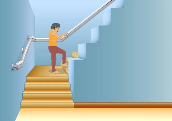 Üst katta yaşlılar için yürüyüş yardımı, yaşlılar için merdiven asistanlığı. Merdivenleri çıkarken tutacakları tutacaklarla kaymaktan ya da merdivenlerden düşmekten korur..
