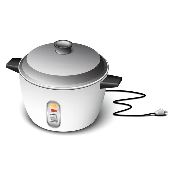 retro electric rice cooker isolated on white background. It is a device that all households use for cooking rice. 