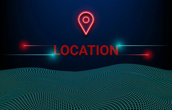 Vector and illustrator geometric circular wave with location text and icon ornamental with a light line and flare