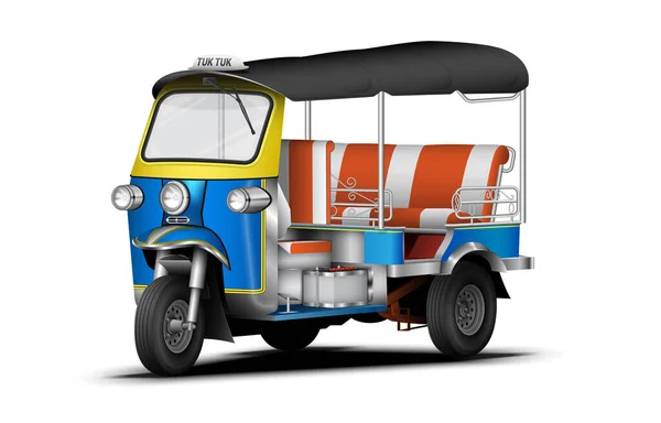 Tuktuk Local Vehicle Thailand Unique Car Tricycle Taxi Isolated White — Vector de stock