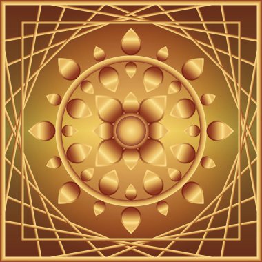 İç mimari duvar vektör illüstrasyonundaki fayanslar üzerindeki dekorasyon için soyut koyu altın deseni