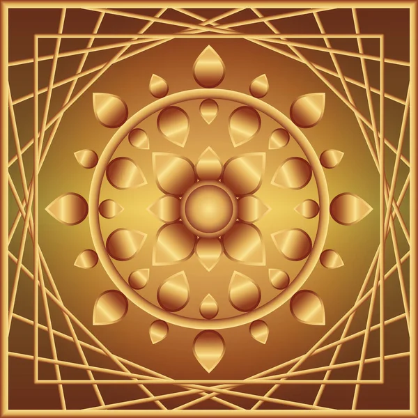 İç mimari duvar vektör illüstrasyonundaki fayanslar üzerindeki dekorasyon için soyut koyu altın deseni