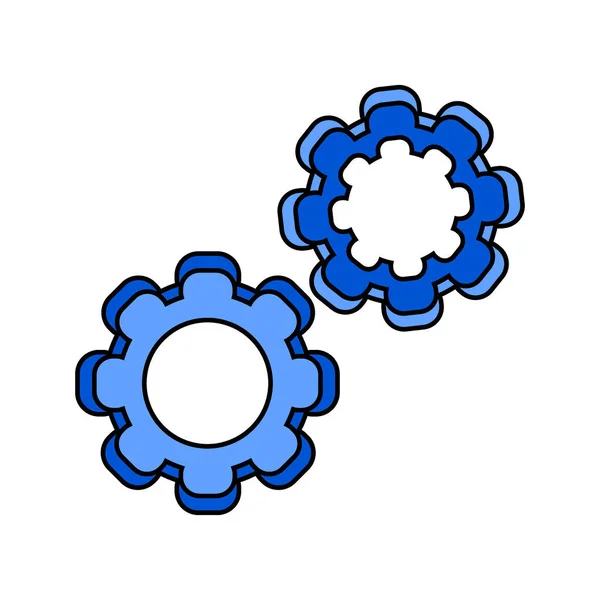 Gear Flat Icon Blue Color Gear Engine Mechanism Progress Process — Vetor de Stock