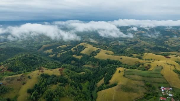 Aerial Time Lapse Fog Hills Rain — Stok Video