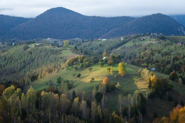 Autumn in the Romanian village. Rural landscape in the Carpathian Mountains, Romania