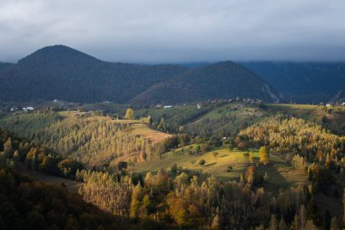 Autumn in the Romanian village. Rural landscape in the Carpathian Mountains, Romania