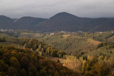 Autumn in the Romanian village. Rural landscape in the Carpathian Mountains, Romania