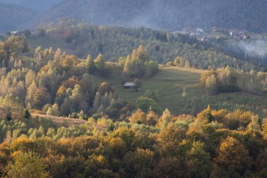 Autumn in the Romanian village. Rural landscape in the Carpathian Mountains, Romania