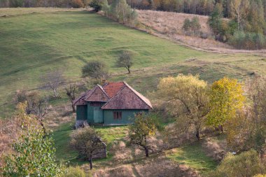 Autumn in the Romanian village. Rural landscape in the Carpathian Mountains, Romania