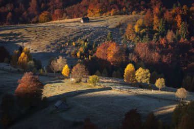 Autumn in the Romanian village. Rural landscape in the Carpathian Mountains, Romania