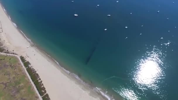 Vista Aérea Santa Bárbara Ciudad Costa Desde Océano Pacífico — Vídeos de Stock