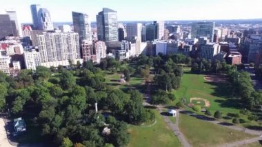 Aerial shot of Boston Common park, United States