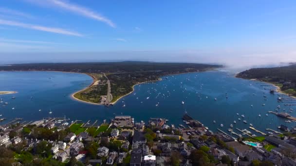 Flygfoto Edgartown Martha Vineyard Massachusetts Usa Solig Dag Med Utsikt — Stockvideo