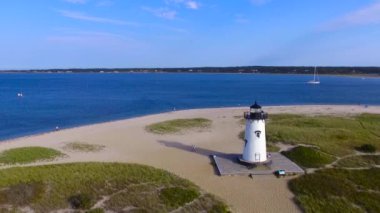 Edgartown Deniz Feneri 'nin, Martha' s Vineyard, Massachusetts 'in hava görüntüleri.