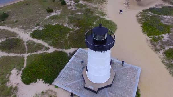 Aerial Shot Edgartown Lighthouse Martha Vineyard Massachusetts — Stockvideo