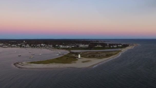 Aerial Shot Edgartown Lighthouse Martha Vineyard Massachusetts — Stockvideo