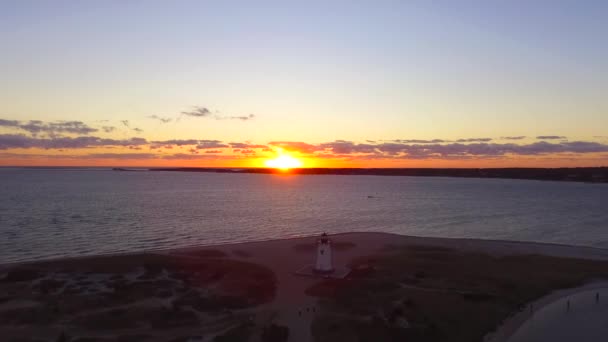 Aerial Shot Edgartown Lighthouse Martha Vineyard Massachusetts — Stok video