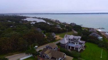 Aerial footage of a summer house in Oak Bluffs, Martha's Vineyard USA