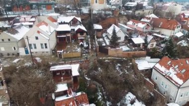 Aerial shot of Gardos tower in winter, Belgrade, Serbia