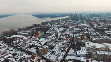 Zemun 'un kışın havadan çekilmiş görüntüleri, Belgrad ve Sırbistan