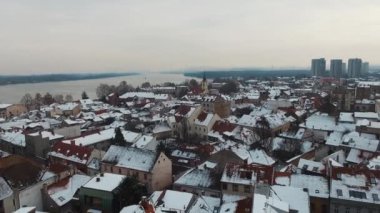 Zemun 'un kışın havadan çekilmiş görüntüleri, Belgrad ve Sırbistan