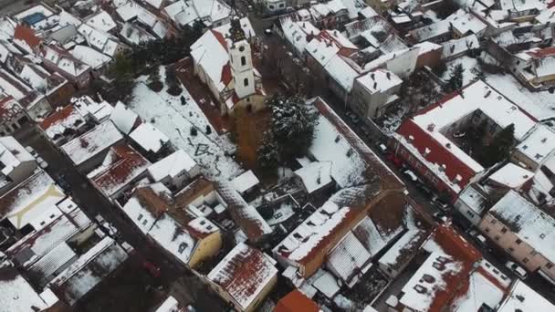 Aerial Shot Zemun Winter Belgrade Serbia — Stockvideo