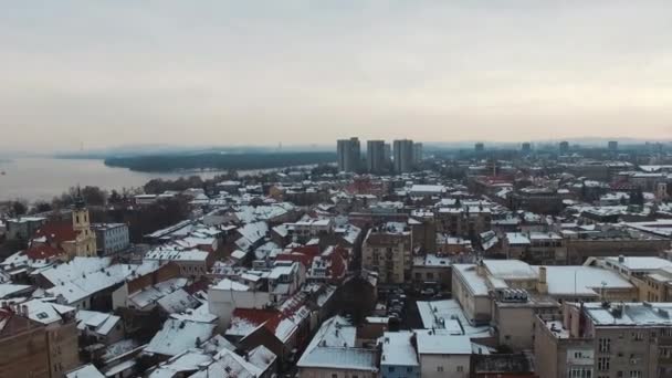 Aerial Shot Zemun Winter Belgrade Serbia — Stockvideo