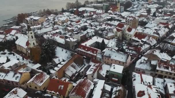 Aerial Shot Zemun Winter Belgrade Serbia — Stock videók