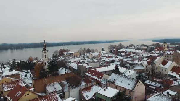 Aerial Shot Zemun Winter Belgrade Serbia — Wideo stockowe