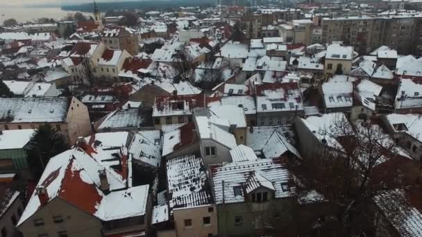 Aerial Shot Zemun Winter Belgrade Serbia — Stock videók