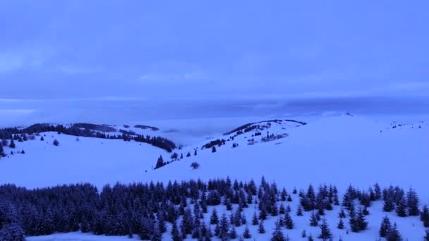 Luftaufnahme Von Schnee Auf Dem Berg Kopaonik Winter Einem Bewölkten — Stockvideo