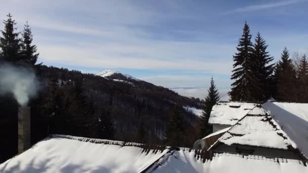 Luftaufnahme Des Schneebedeckten Berges Kopaonik Serbien — Stockvideo