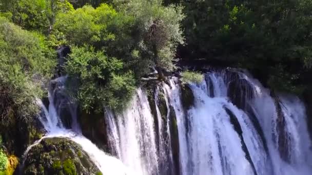 Foto Aerea Della Cascata Martin Brod Bosnia Una River Nel — Video Stock