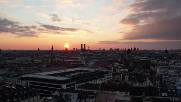 Zdjęcie Lotnicze Centrum Monachium Skyline Frauenkirche Niemcy — Wideo stockowe