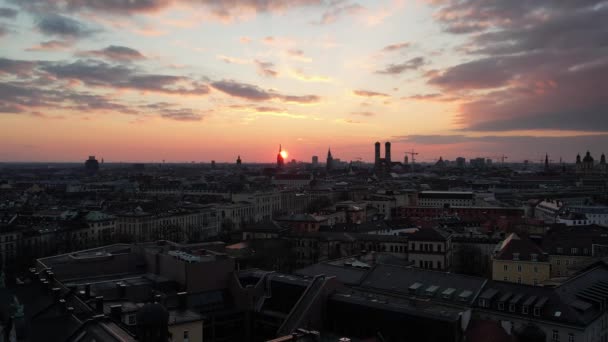 Luftaufnahme Der Münchner Innenstadt Skyline Frauenkirche Deutschland — Stockvideo