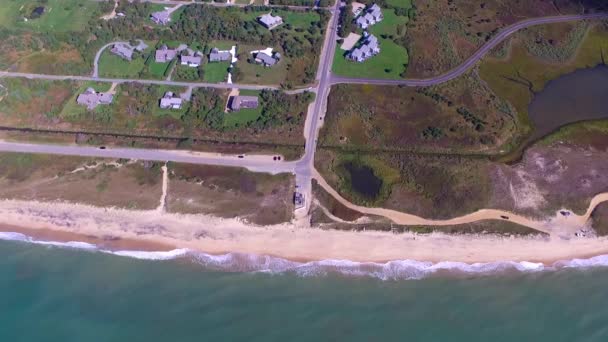 Luftaufnahme Des Schönen South Beach Auf Martha Vineyard Massachusetts Vereinigte — Stockvideo