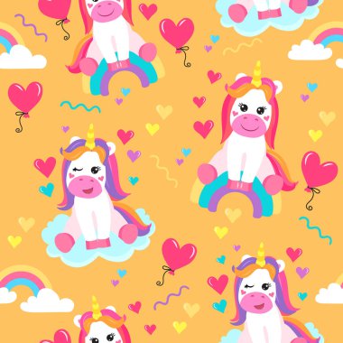 Çocuklar için çizgi film tarzında tek boynuzlu atlar olan renksiz desenler. vektör illüstrasyonu