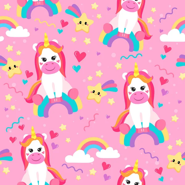 Çocuklar için çizgi film tarzında tek boynuzlu atlar olan renksiz desenler. vektör illüstrasyonu