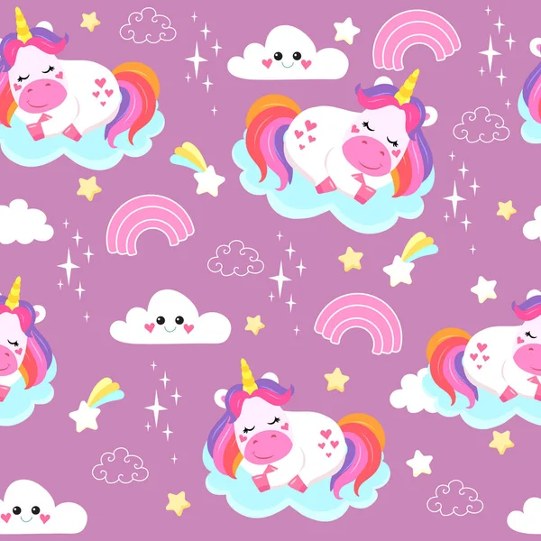 Çocuklar için çizgi film tarzında tek boynuzlu atlar olan renksiz desenler. vektör illüstrasyonu