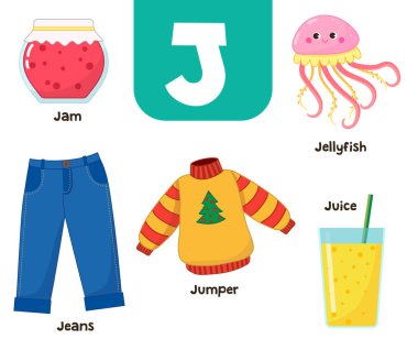Fotoğraflardaki İngiliz alfabesi Çocukların renkli harfi J