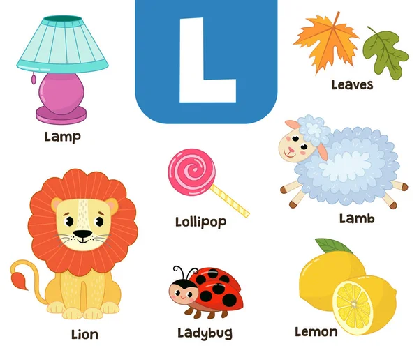 Αγγλικό Αλφάβητο Εικόνες Παιδικό Χρωματιστό Γράμμα — Διανυσματικό Αρχείο