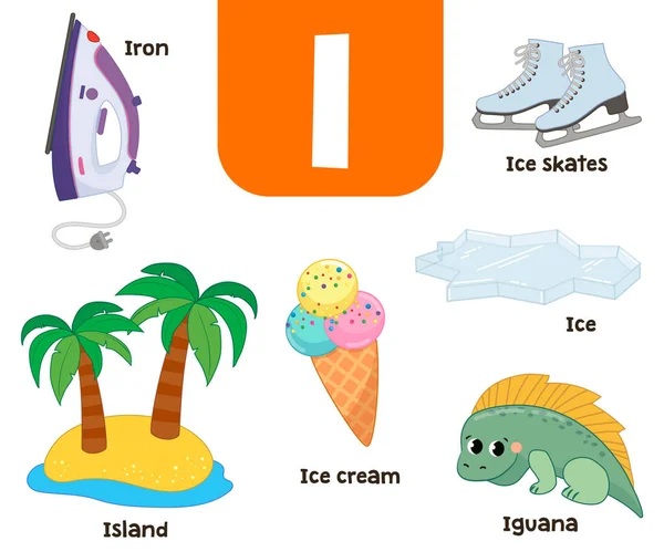 Alfabeto Inglés Imágenes Letra Color Infantil — Archivo Imágenes Vectoriales