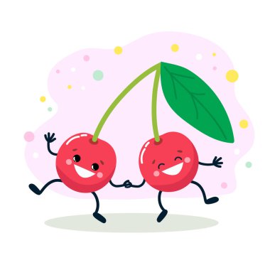 Neşeli yüzlü bir meyve. Vektör illüstrasyonu beyaz arkaplanda izole edildi