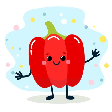 Neşeli yüzlü bir sebze. Vektör illüstrasyonu beyaz arkaplanda izole edildi